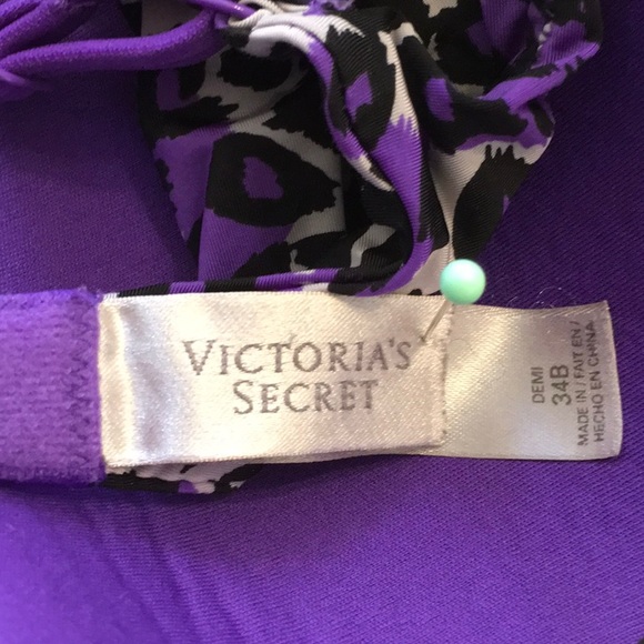 Victoria’s Secret Purple & Black Leopard Print Demi Bra Size 34B - Picture 11 of 11